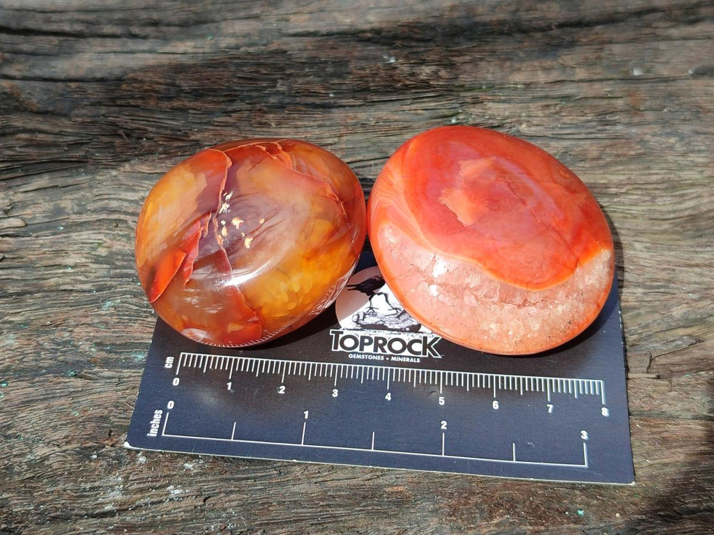 Polished Carnelian Agate Gemstone Palm Stones x 26 From Madagascar - Toprock Gemstones and Minerals 