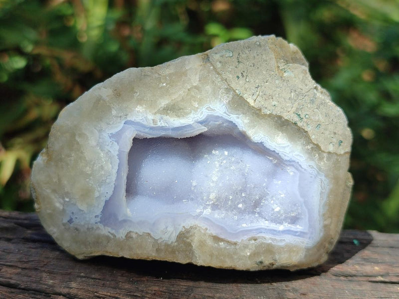 Polished On One Side Blue Lace Agate Geodes x 12 From Nsanje, Malawi - Toprock Gemstones and Minerals 