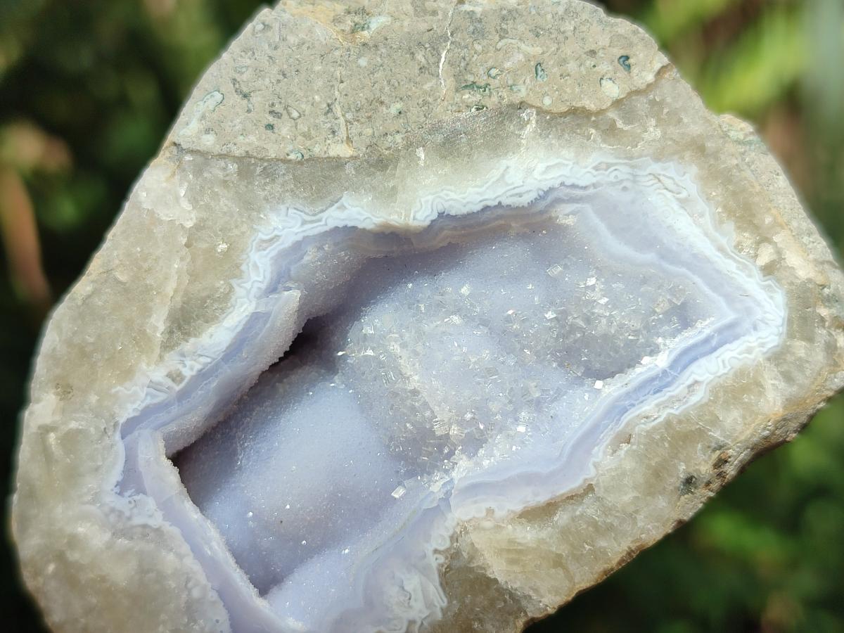 Polished On One Side Blue Lace Agate Geodes x 12 From Nsanje, Malawi - Toprock Gemstones and Minerals 