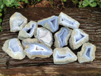 Polished On One Side Blue Lace Agate Geodes x 12 From Nsanje, Malawi - Toprock Gemstones and Minerals 