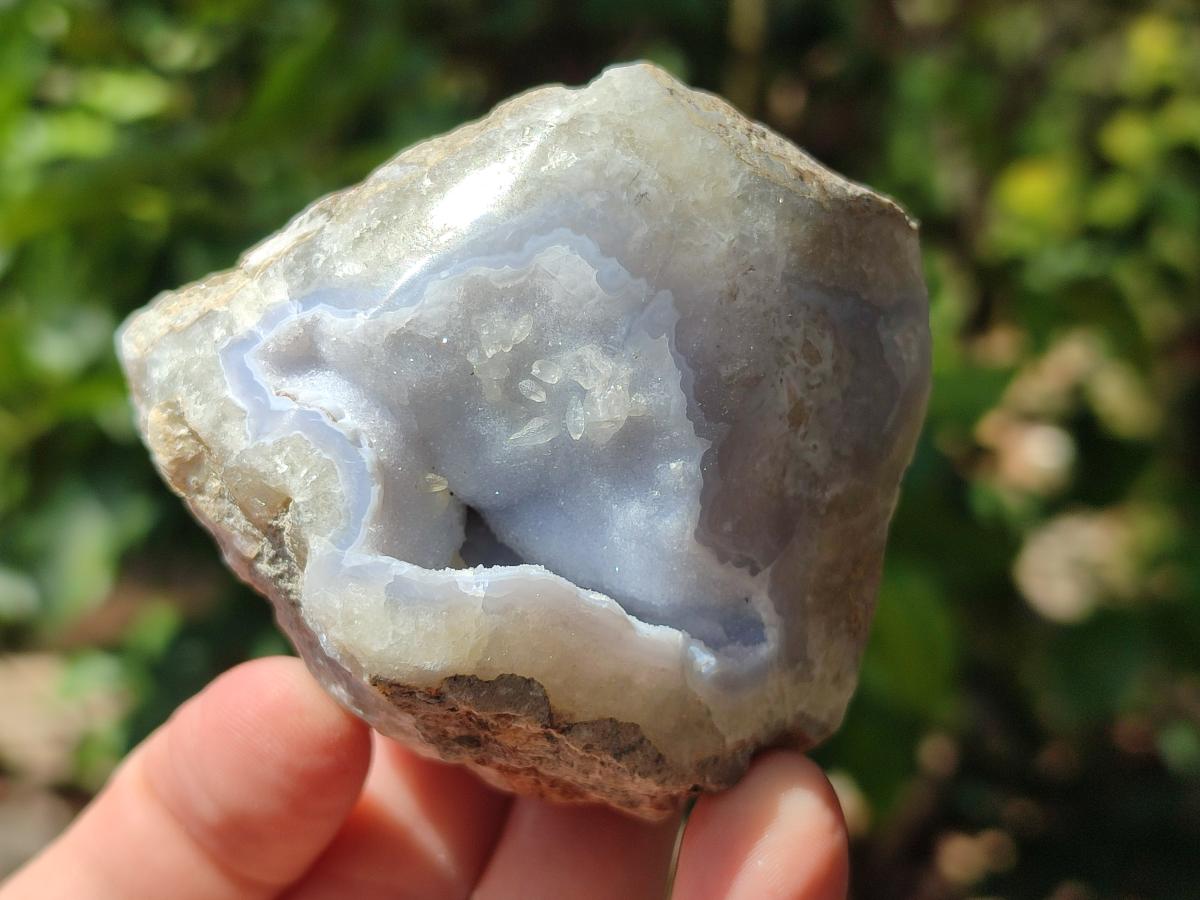 Polished On One Side Blue Lace Agate Geodes x 12 From Nsanje, Malawi - Toprock Gemstones and Minerals 