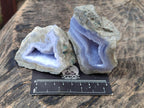 Polished On One Side Blue Lace Agate Geodes x 12 From Nsanje, Malawi - Toprock Gemstones and Minerals 