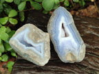 Polished On One Side Blue Lace Agate Geodes x 12 From Nsanje, Malawi - Toprock Gemstones and Minerals 