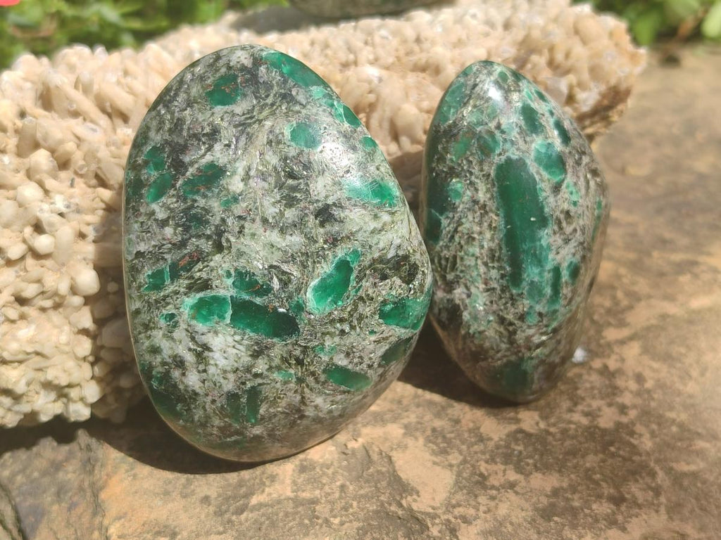 Polished Emerald Mica 'Mutokolite' Free Forms x 6 From Mutoko, Zimbabwe - Toprock Gemstones and Minerals 