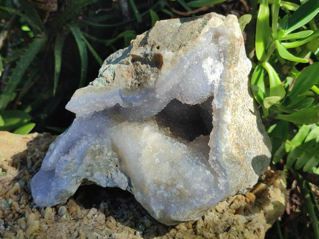 Natural Blue Lace Agate Geode Specimens x 2 From Nsanje, Malawi - Toprock Gemstones and Minerals 