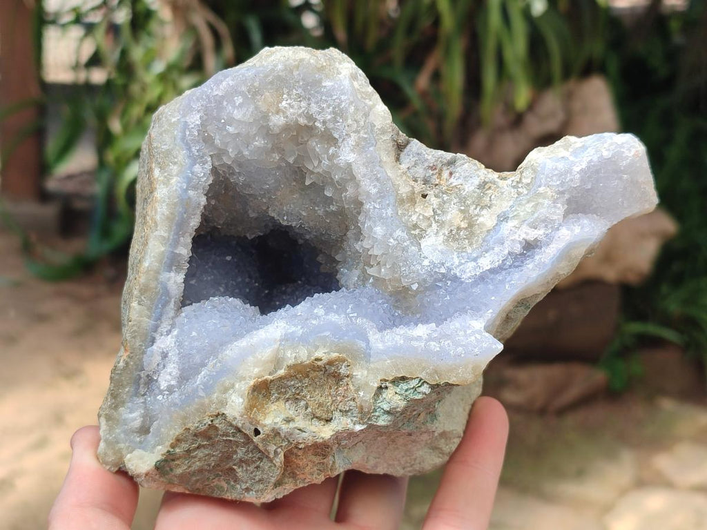 Natural Blue Lace Agate Geode Specimens x 2 From Nsanje, Malawi - Toprock Gemstones and Minerals 
