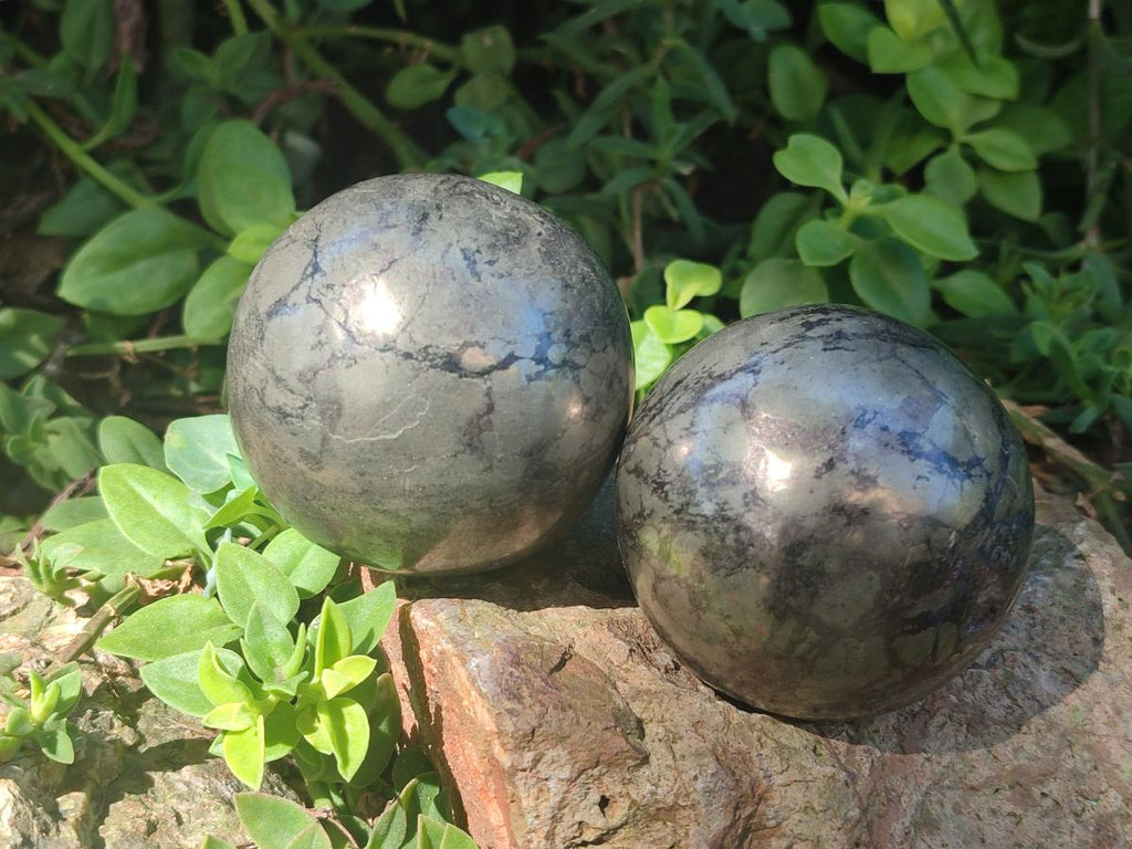Polished Basalt Pharaoh Stone Spheres x 3 From Iron Duke Mine, Zimbabwe - Toprock Gemstones and Minerals 