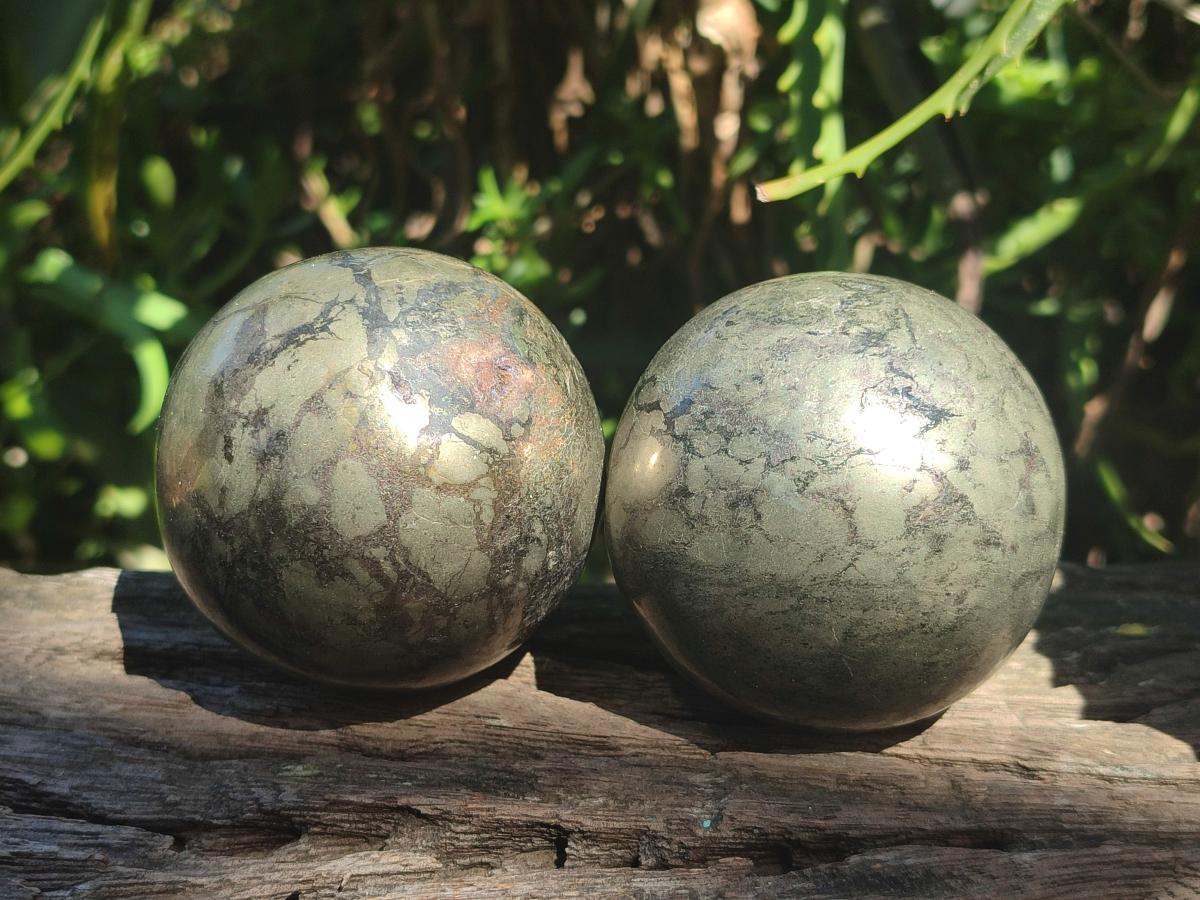 Polished Basalt Pharaoh Stone Spheres x 3 From Iron Duke Mine, Zimbabwe - Toprock Gemstones and Minerals 