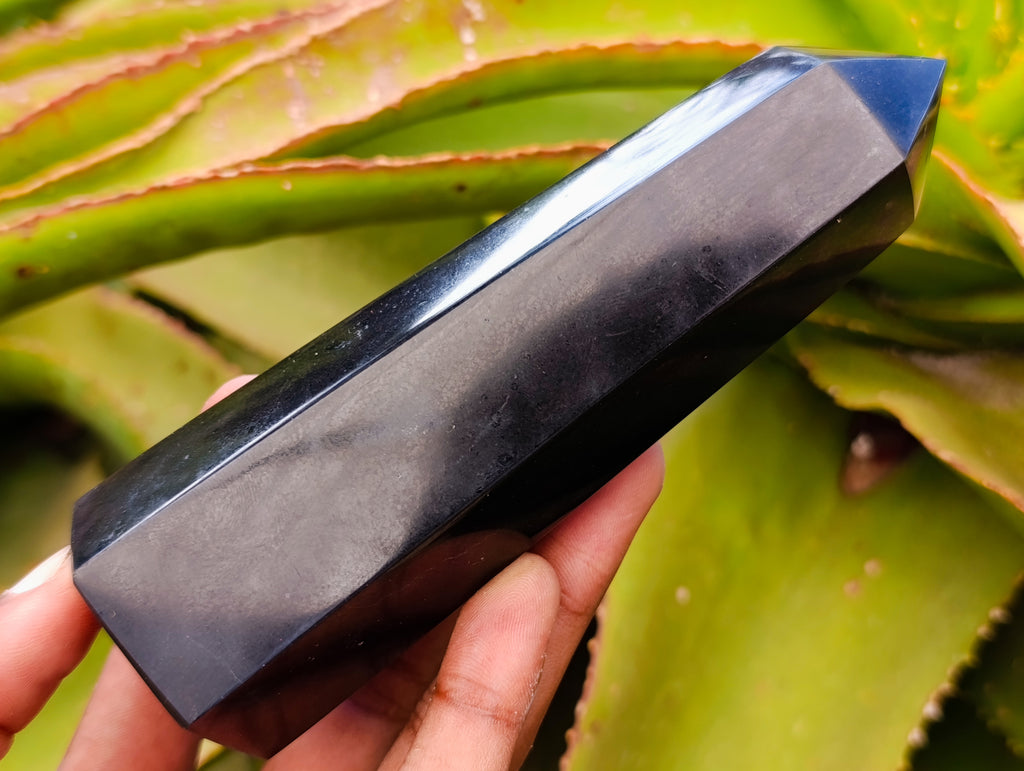 Polished Black Basalt Crystal Points x 4 From Madagascar - Toprock Gemstones and Minerals 