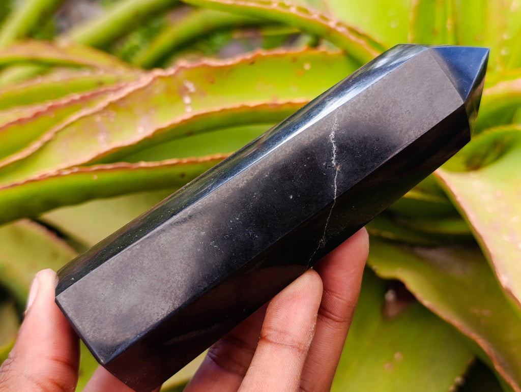 Polished Black Basalt Crystal Points x 4 From Madagascar - Toprock Gemstones and Minerals 