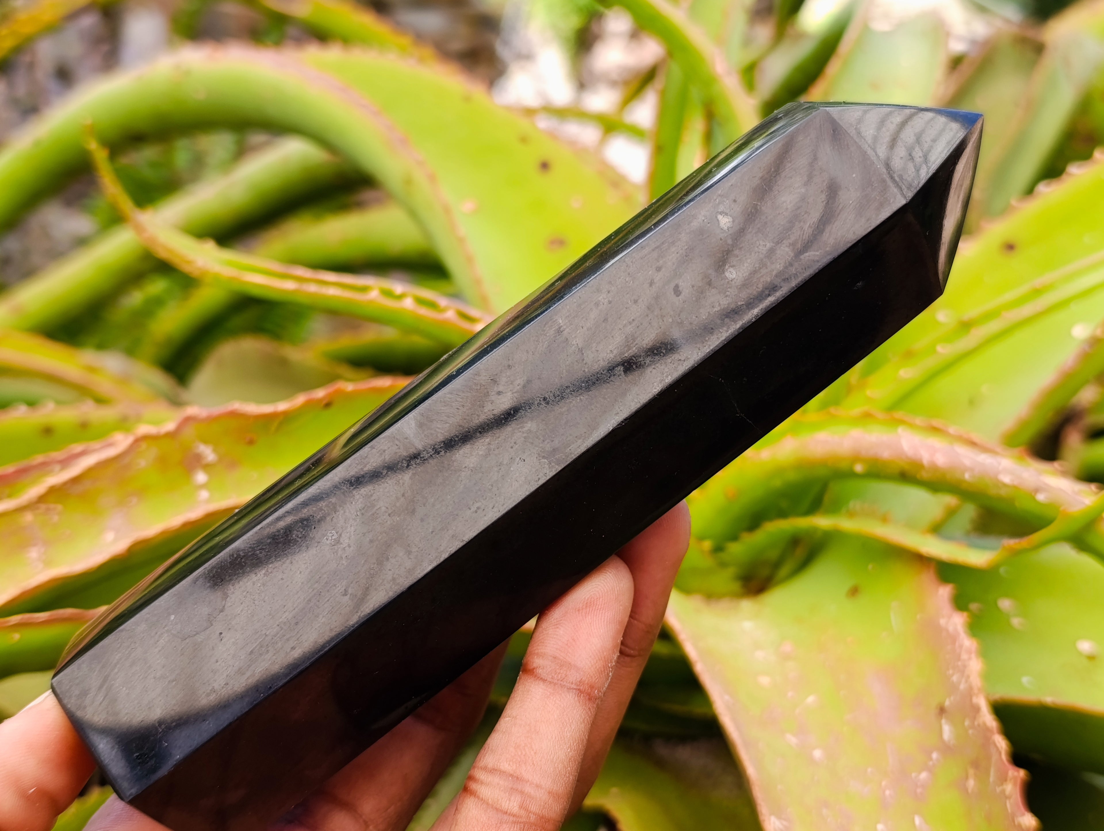 Polished Black Basalt Crystal Points x 4 From Madagascar - Toprock Gemstones and Minerals 