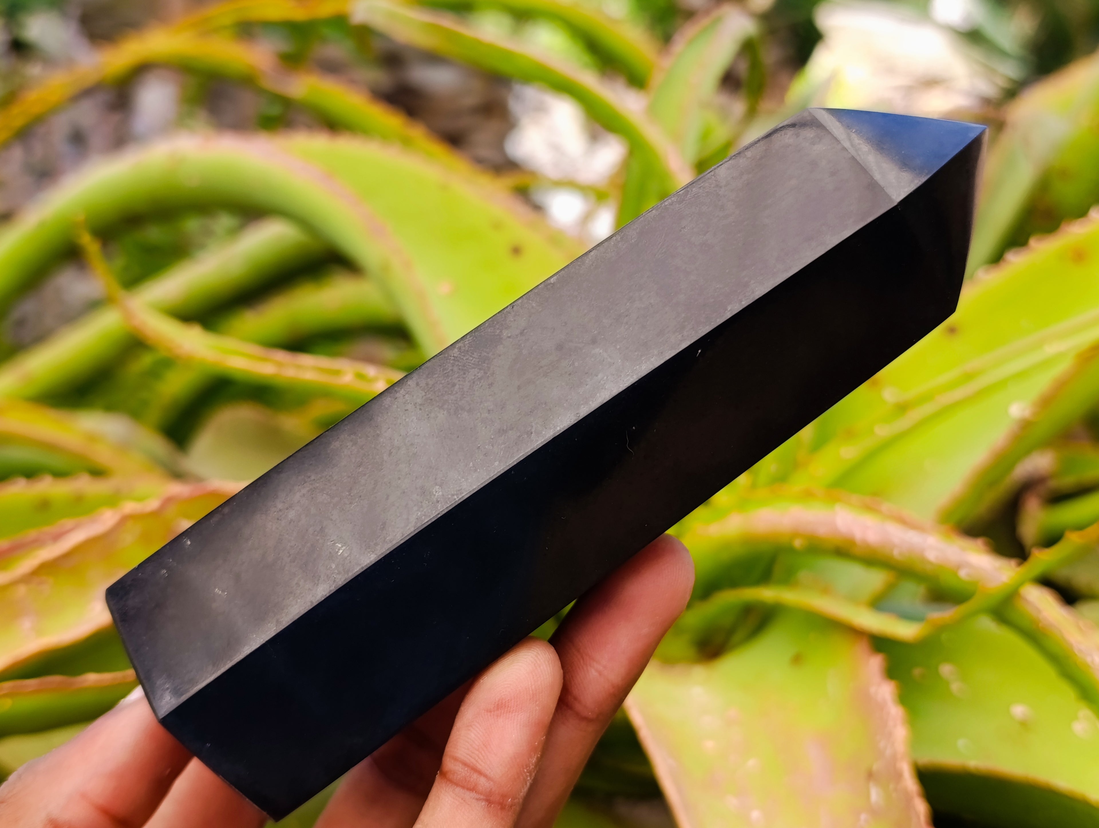 Polished Black Basalt Crystal Points x 4 From Madagascar - Toprock Gemstones and Minerals 