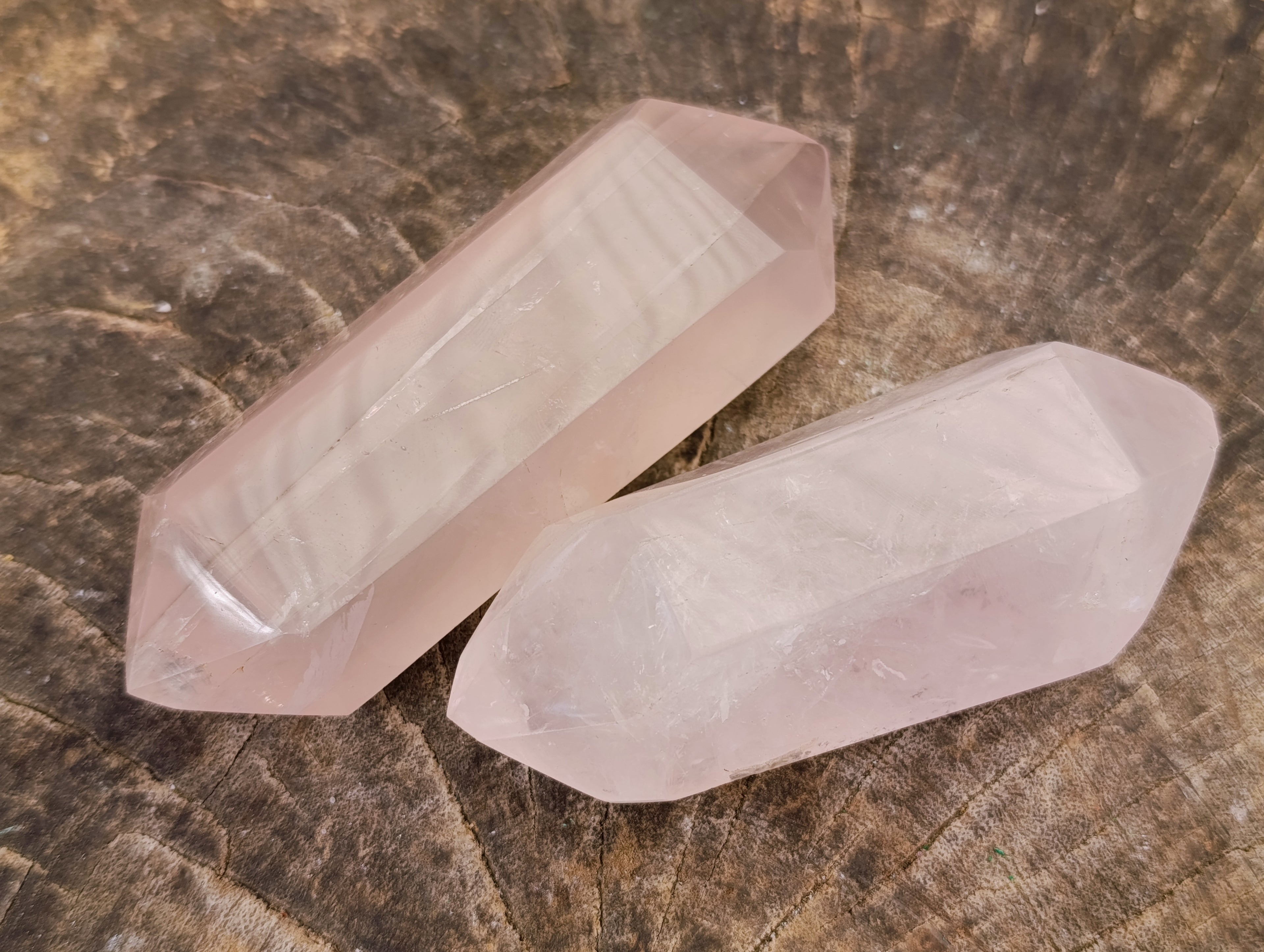 Polished Double Terminated Gemmy Rose Quartz Crystals x 12 From Madagascar - Toprock Gemstones and Minerals 