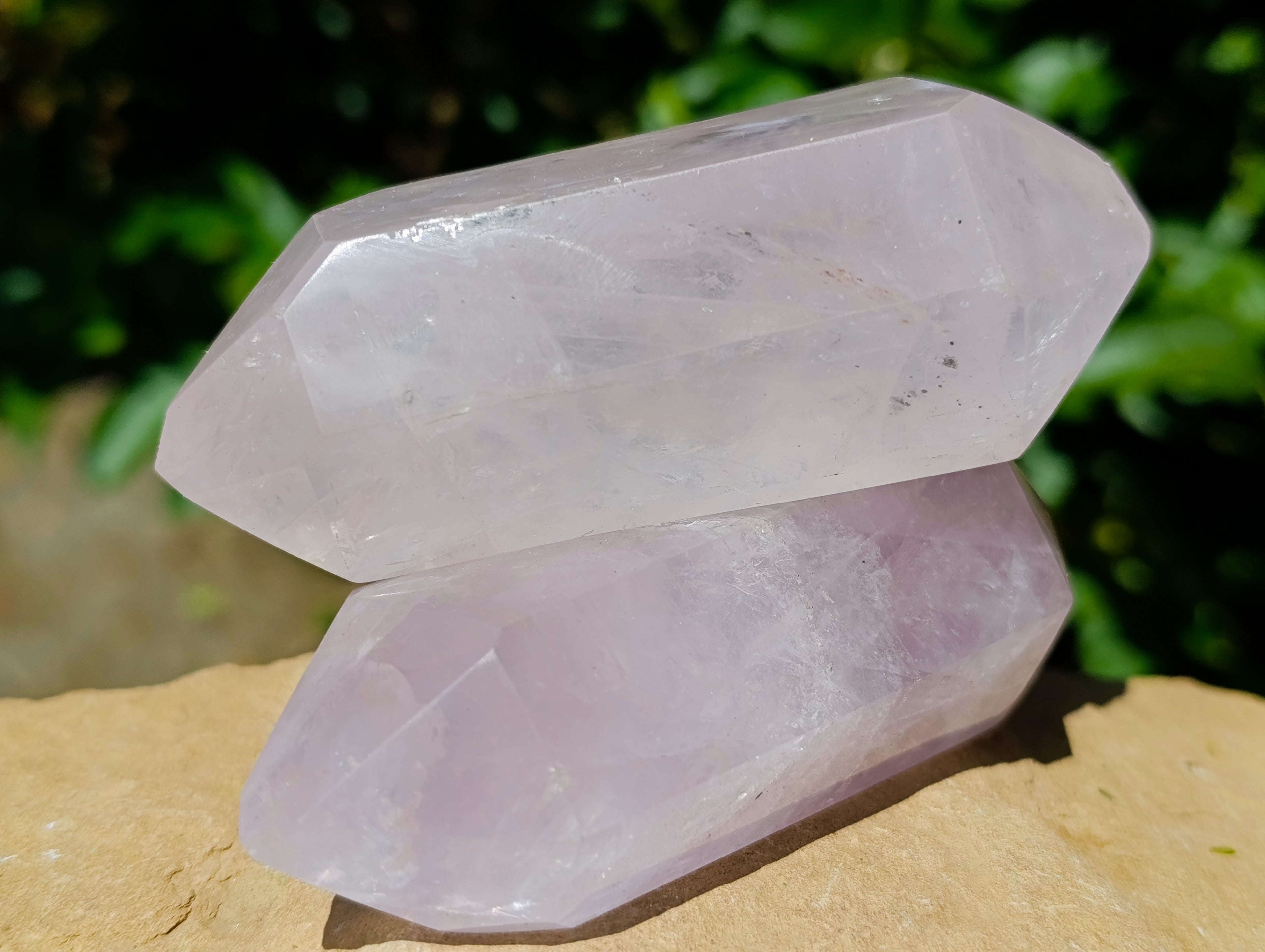 Polished Double Terminated Gemmy Rose Quartz Crystals x 12 From Madagascar - Toprock Gemstones and Minerals 