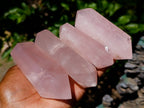Polished Double Terminated Gemmy Rose Quartz Crystals x 12 From Madagascar - Toprock Gemstones and Minerals 