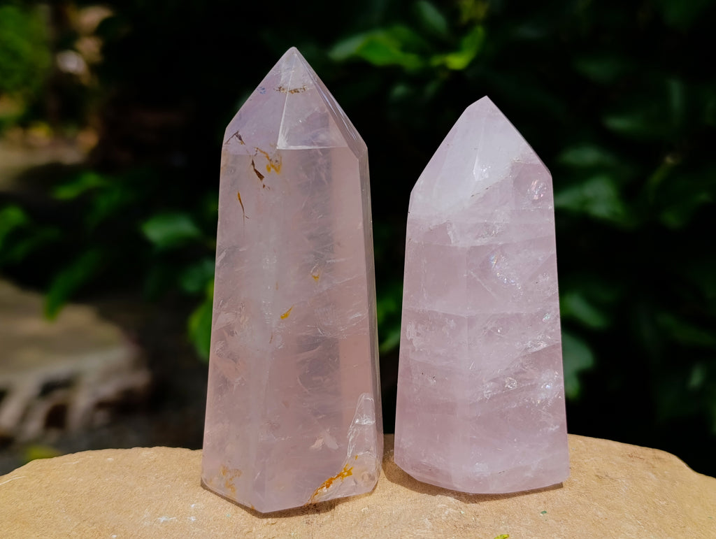 Polished Gemmy Rose Quartz Crystals x 6 From Madagascar - Toprock Gemstones and Minerals 