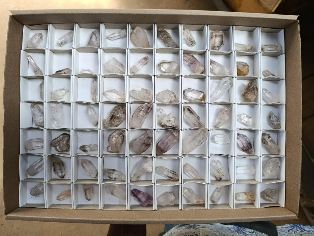Natural Mix of Small Smokey Amethyst and Clear Quartz Crystals x 70 From Brandberg, Namibia - Toprock Gemstones and Minerals 