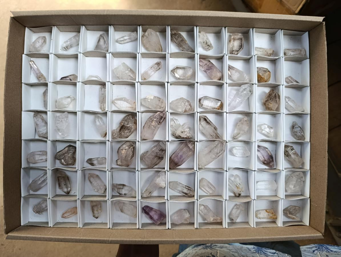 Natural Mix of Small Smokey Amethyst and Clear Quartz Crystals x 70 From Brandberg, Namibia - Toprock Gemstones and Minerals 