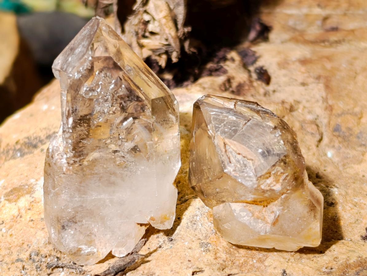 Natural Mix of Small Smokey Amethyst and Clear Quartz Crystals x 70 From Brandberg, Namibia - Toprock Gemstones and Minerals 