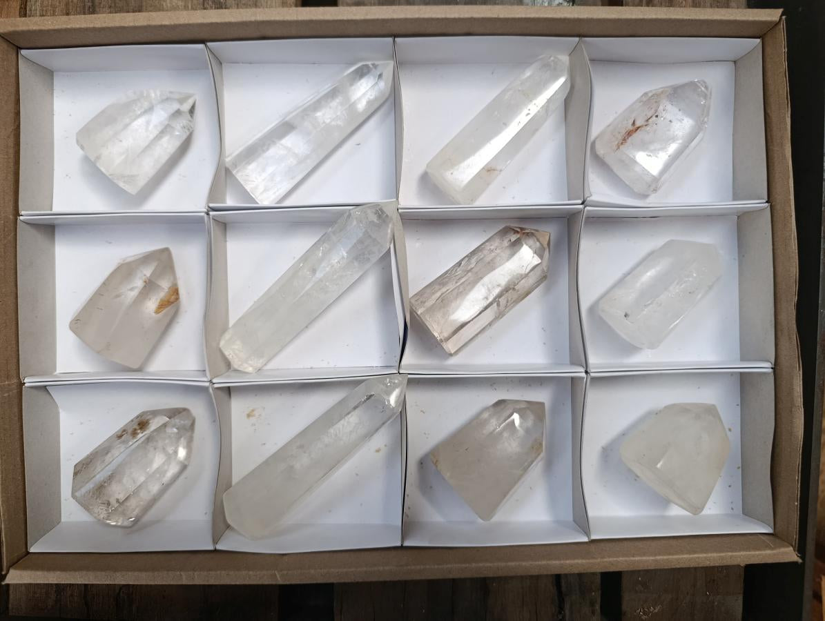 Polished Mixed Quartz Points x 12 From Madagascar - Toprock Gemstones and Minerals 