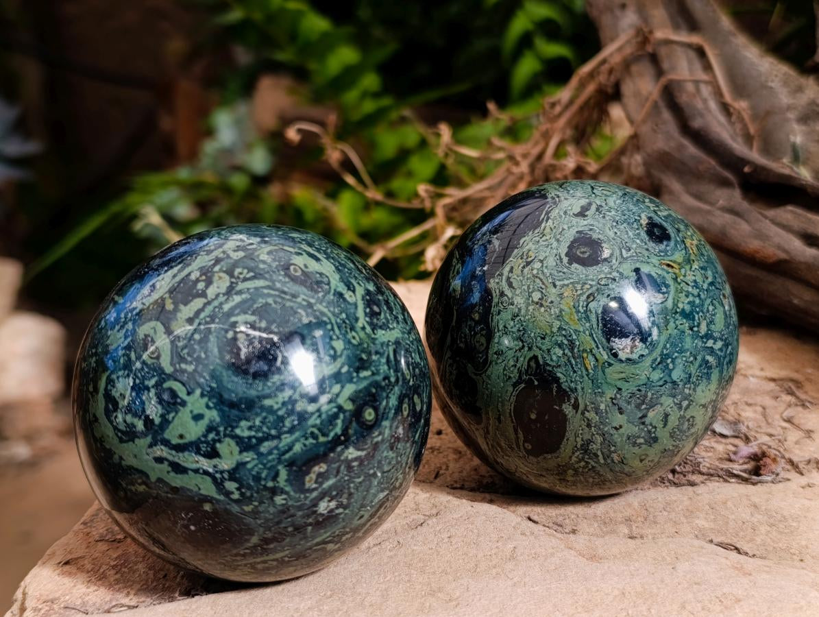 Polished Stromatolite Spheres x 3 From Katsepy, Madagascar - Toprock Gemstones and Minerals 