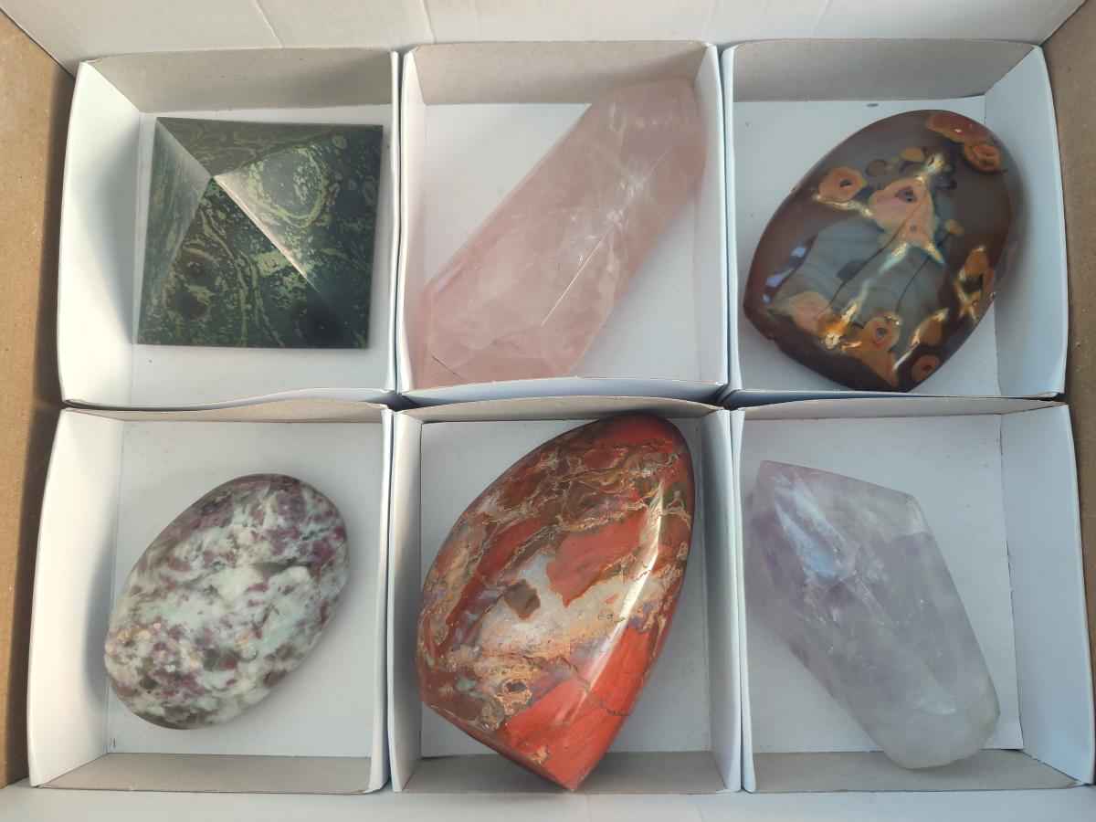 Polished Mixed Multi Mineral Pieces x 6 From Madagascar - Toprock Gemstones and Minerals 