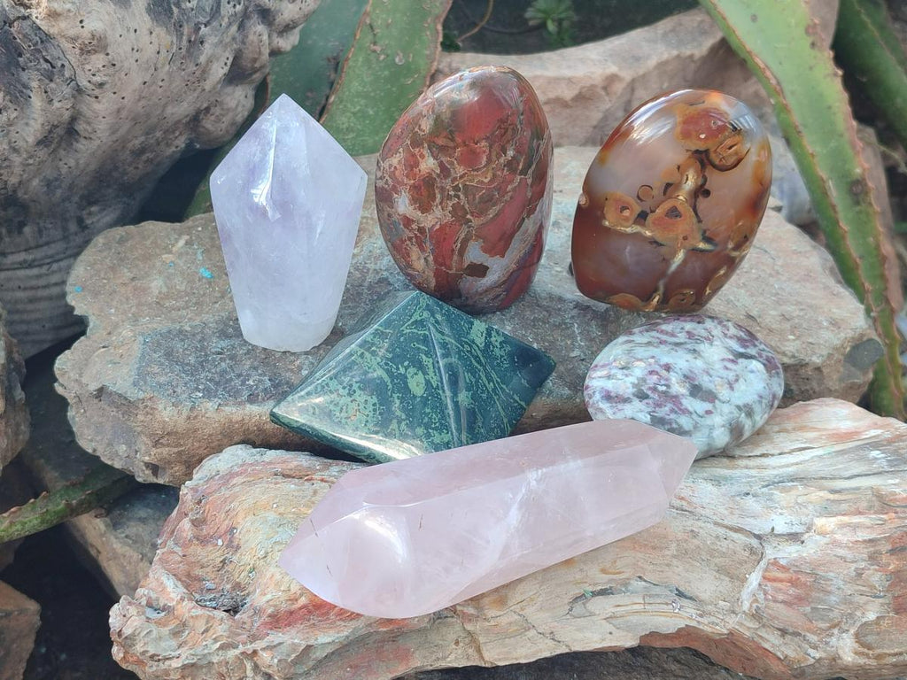 Polished Mixed Multi Mineral Pieces x 6 From Madagascar - Toprock Gemstones and Minerals 
