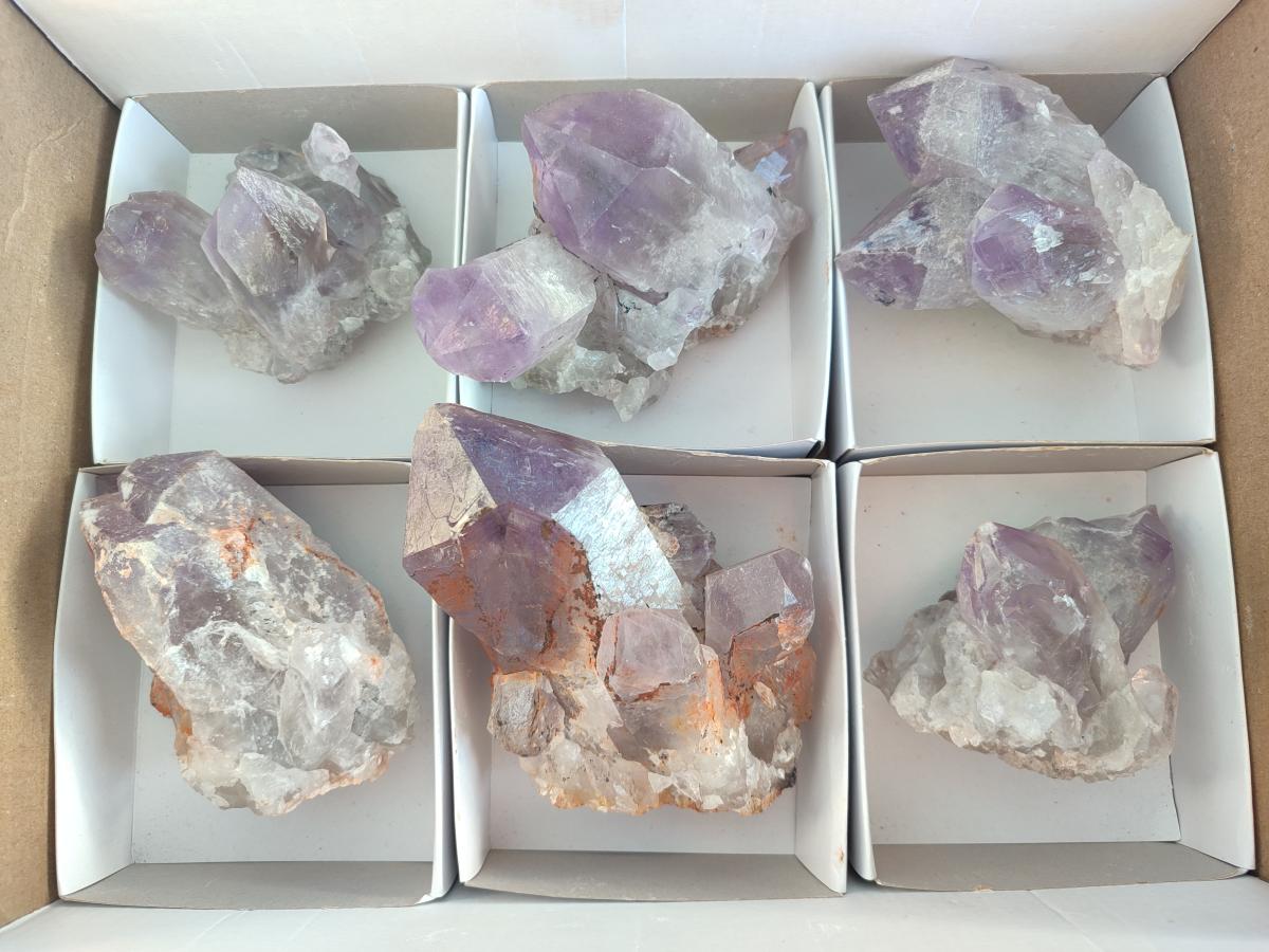 Natural Jacaranda Amethyst Crystal Clusters x 6 From Mumbwa, Zambia - Toprock Gemstones and Minerals 