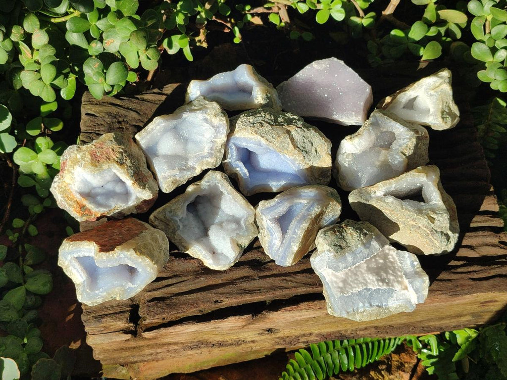 Natural Blue Lace Agate Geode Specimens x 12 From Nsanje, Malawi - Toprock Gemstones and Minerals 