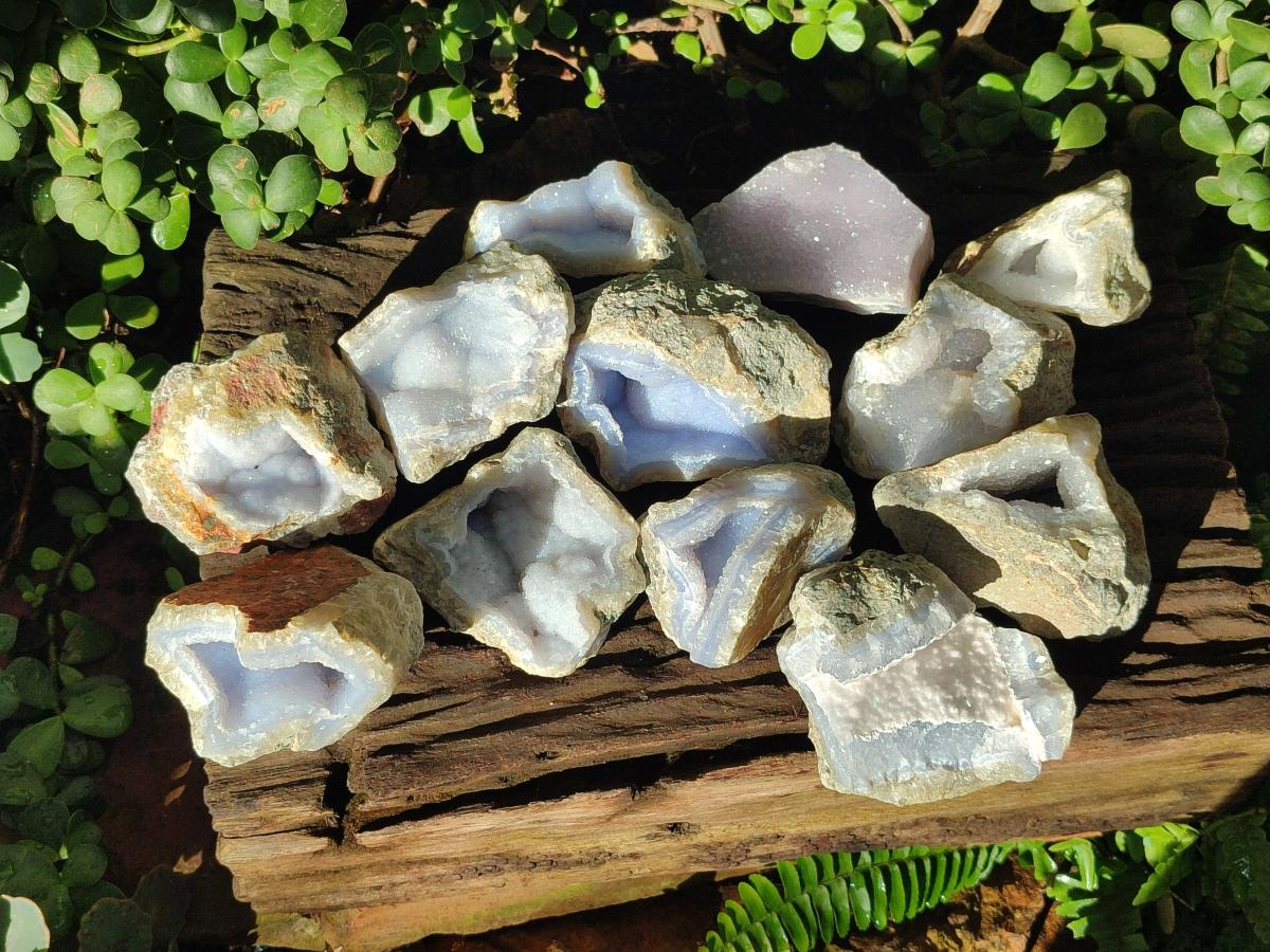 Natural Blue Lace Agate Geode Specimens x 12 From Nsanje, Malawi - Toprock Gemstones and Minerals 