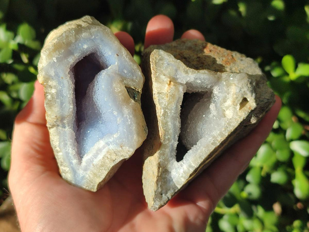 Natural Blue Lace Agate Geode Specimens x 12 From Nsanje, Malawi - Toprock Gemstones and Minerals 