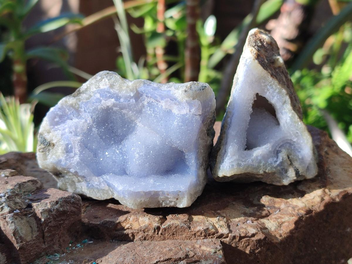 Natural Blue Lace Agate Geode Specimens x 12 From Nsanje, Malawi - Toprock Gemstones and Minerals 