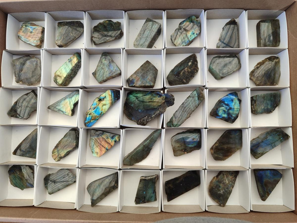 Polished Labradorite Slices x 35 From Madagascar - Toprock Gemstones and Minerals 
