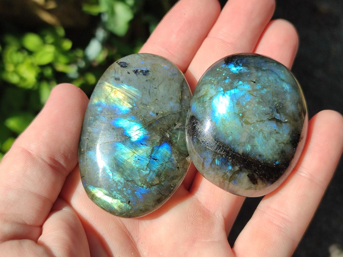 Polished Labradorite Palm Stones x 12 From Madagascar - Toprock Gemstones and Minerals 