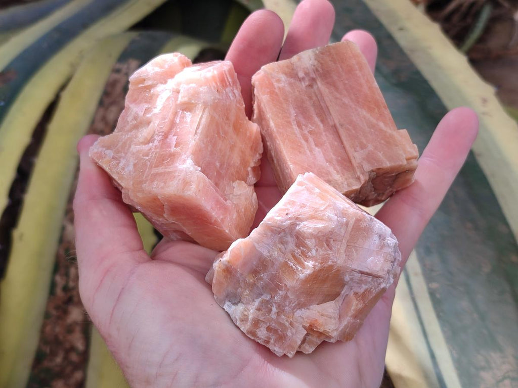 Natural Rhombohedral Sunset Orange Calcite Specimens x 12 From Spitzkop, Namibia - Toprock Gemstones and Minerals 