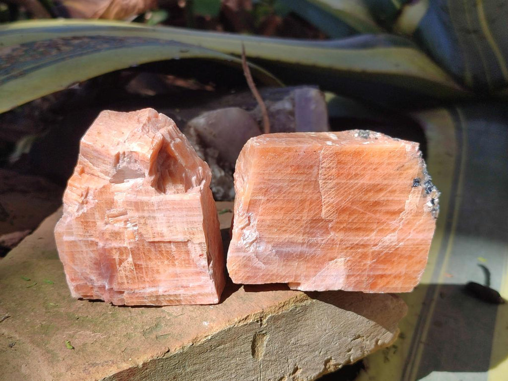 Natural Rhombohedral Sunset Orange Calcite Specimens x 12 From Spitzkop, Namibia - Toprock Gemstones and Minerals 