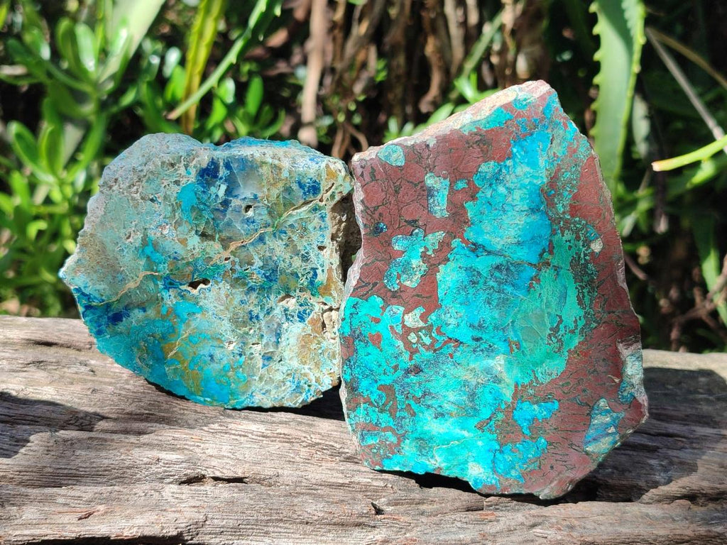 Polished One Side Shattuckite Slices x 6 From Kaokoveld, Namibia - Toprock Gemstones and Minerals 