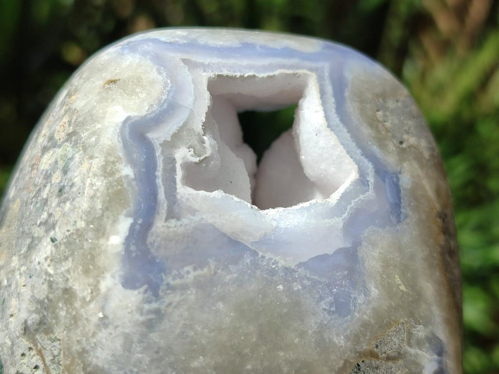 Polished Blue Lace Agate Standing Display Geodes x 2 From Nsanje, Malawi - Toprock Gemstones and Minerals 