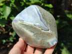 Polished Blue Lace Agate Standing Display Geodes x 2 From Nsanje, Malawi - Toprock Gemstones and Minerals 