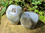 Polished Blue Lace Agate Standing Display Geodes x 2 From Nsanje, Malawi - Toprock Gemstones and Minerals 
