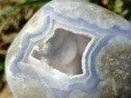 Polished Blue Lace Agate Standing Display Geodes x 2 From Nsanje, Malawi - Toprock Gemstones and Minerals 