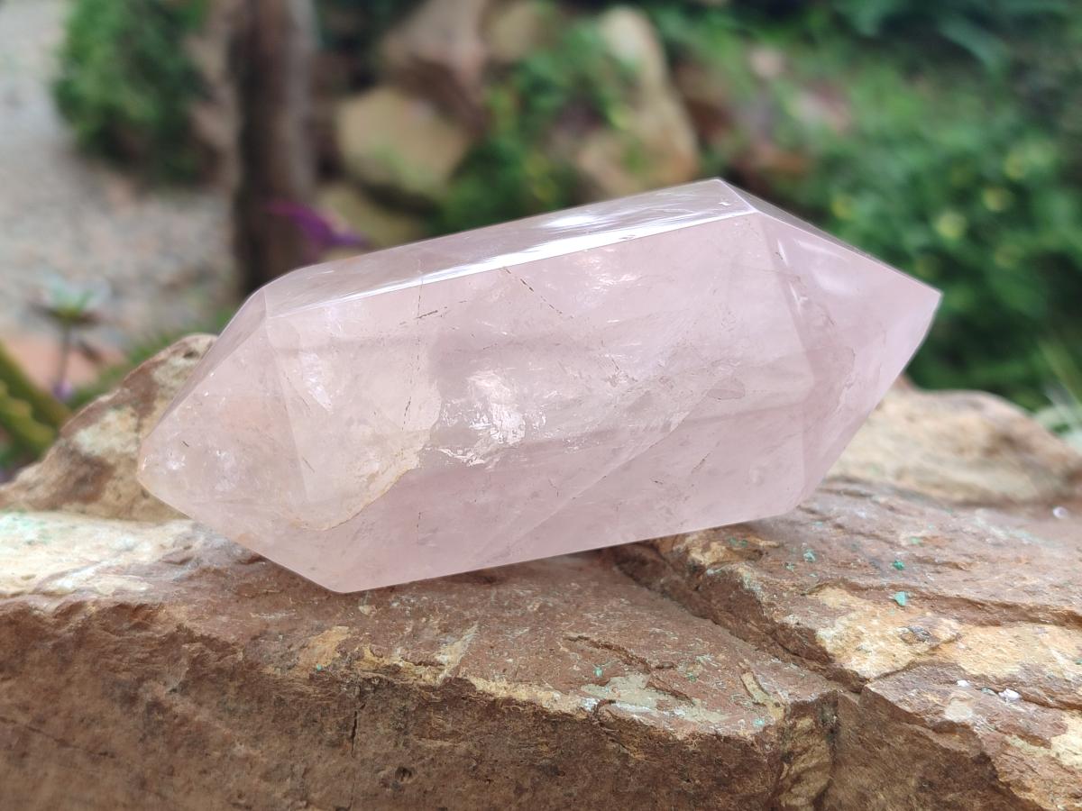 Polished Double Terminated Gemmy Rose Quartz Crystals x 6 From Madagascar - Toprock Gemstones and Minerals 