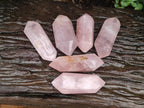 Polished Double Terminated Gemmy Rose Quartz Crystals x 6 From Madagascar - Toprock Gemstones and Minerals 