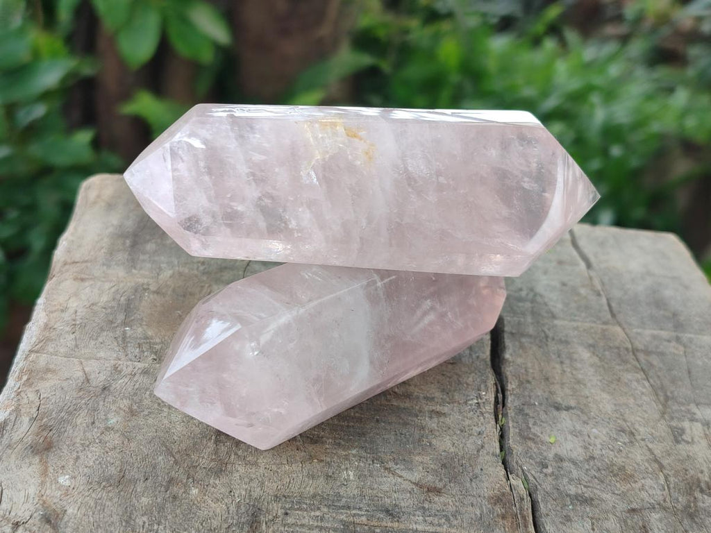 Polished Double Terminated Gemmy Rose Quartz Crystals x 6 From Madagascar - Toprock Gemstones and Minerals 