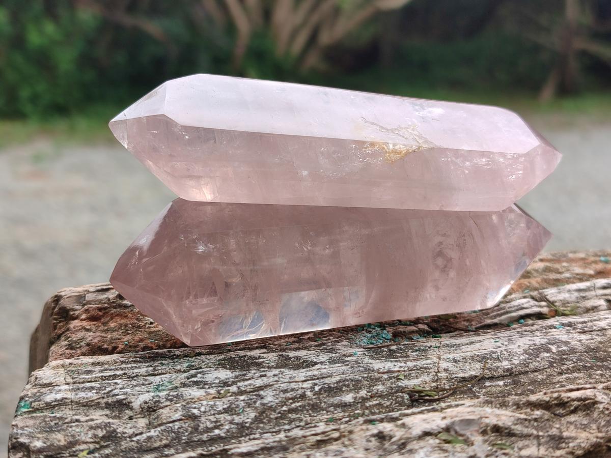 Polished Double Terminated Gemmy Rose Quartz Crystals x 6 From Madagascar - Toprock Gemstones and Minerals 