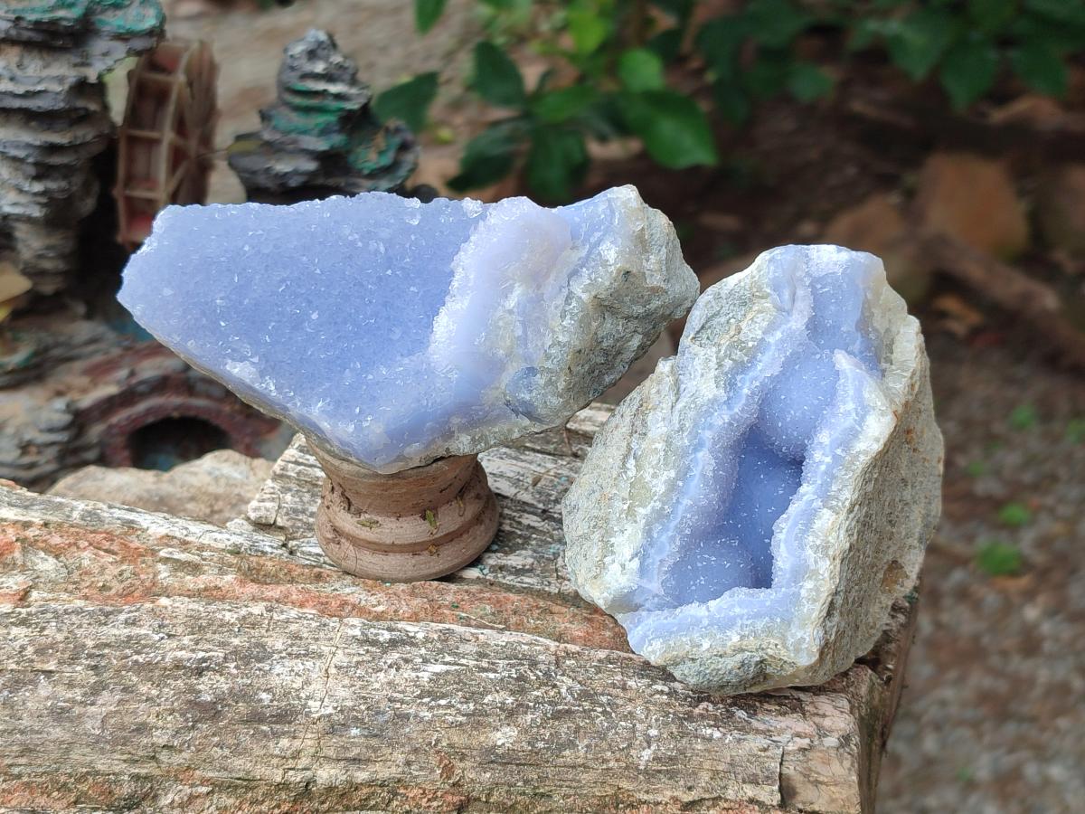 Natural Blue Lace Agate Geode Specimens x 12 From Nsanje, Malawi - Toprock Gemstones and Minerals 