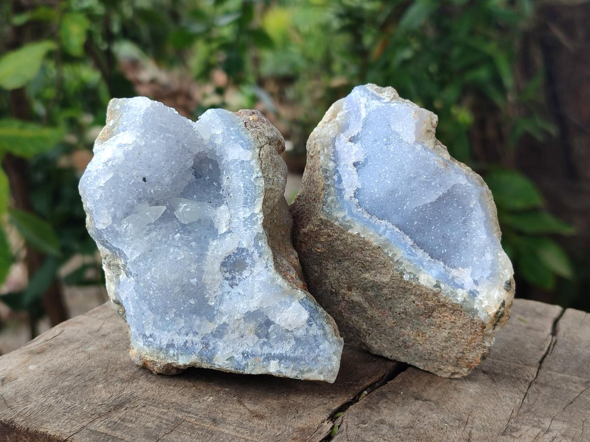 Natural Blue Lace Agate Geode Specimens x 12 From Nsanje, Malawi - Toprock Gemstones and Minerals 