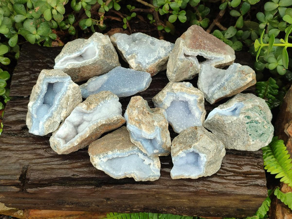 Natural Blue Lace Agate Geode Specimens x 12 From Nsanje, Malawi - Toprock Gemstones and Minerals 