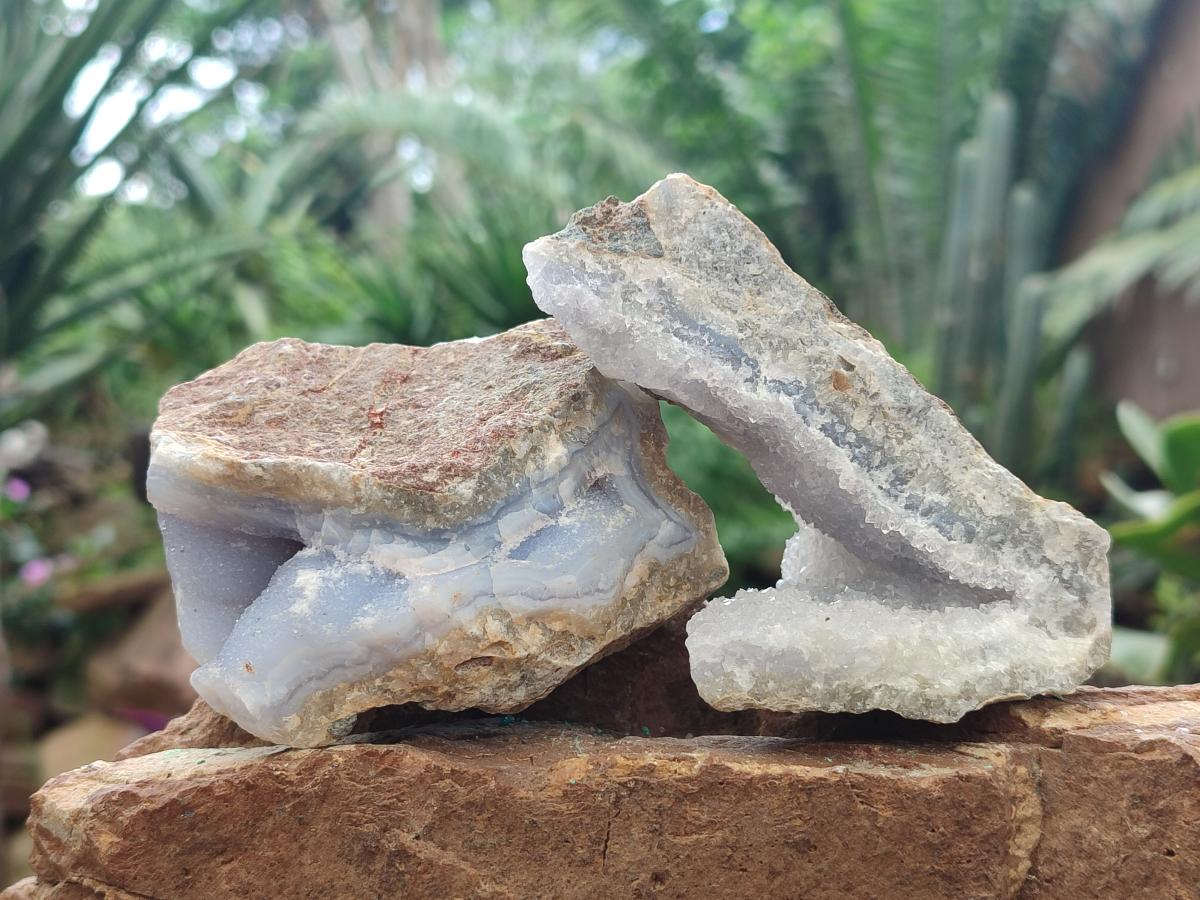 Natural Blue Lace Agate Geode Specimens x 12 From Nsanje, Malawi - Toprock Gemstones and Minerals 