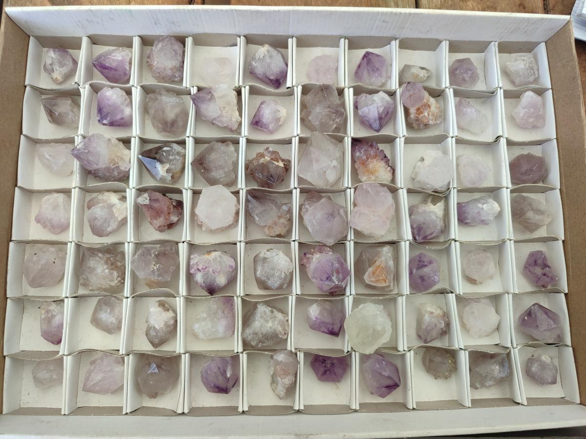 Natural Mix of Spirit Amethyst and Clear Spirit Quartz Single Crystals x 63 From Boekenhouthoek, South Africa - Toprock Gemstones and Minerals 